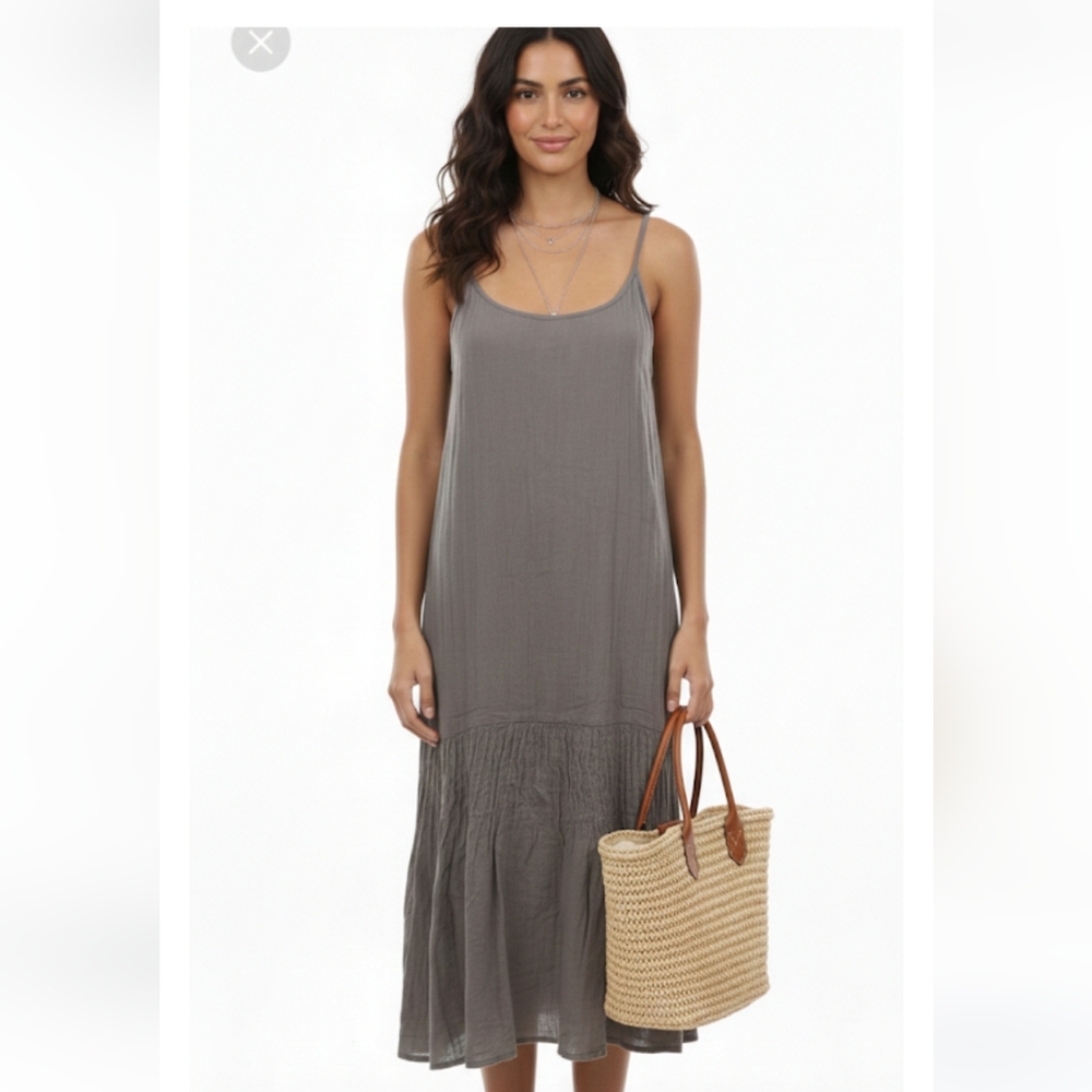 Free People Slate Gray Midi Sun  Dress
